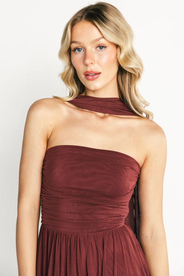 Elias Strapless Maxi Dress | Mahogany