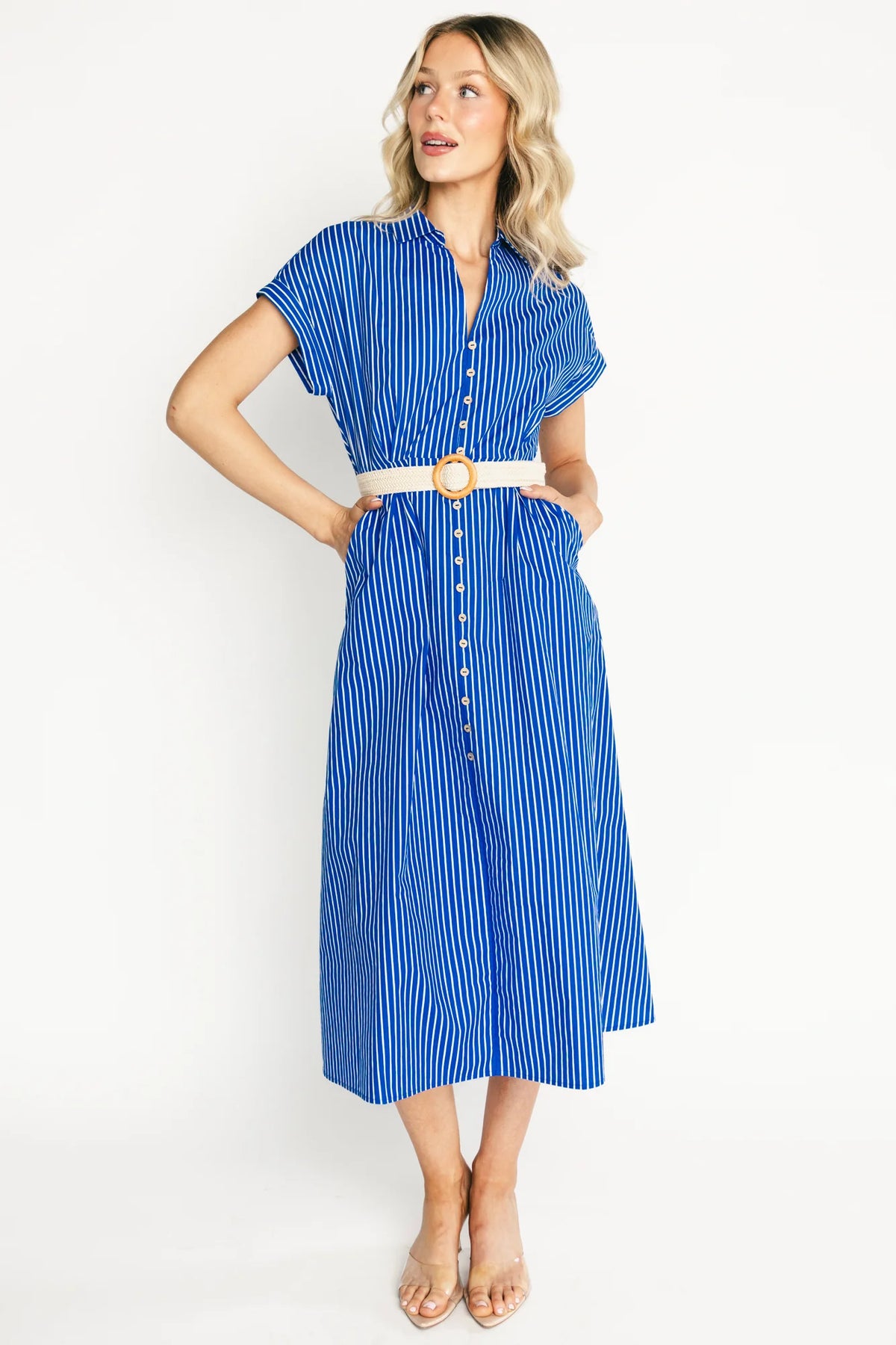 Pyper Midi Dress | Blue Stripe Main image