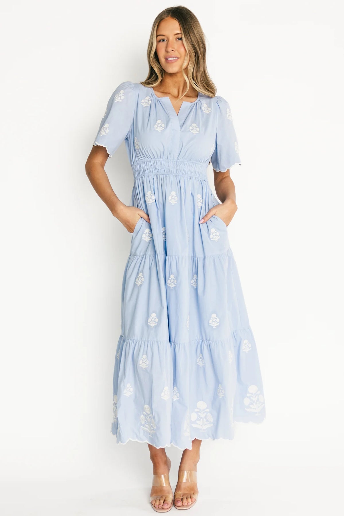 Delilah Embroidered Maxi Dress | Blue Main image