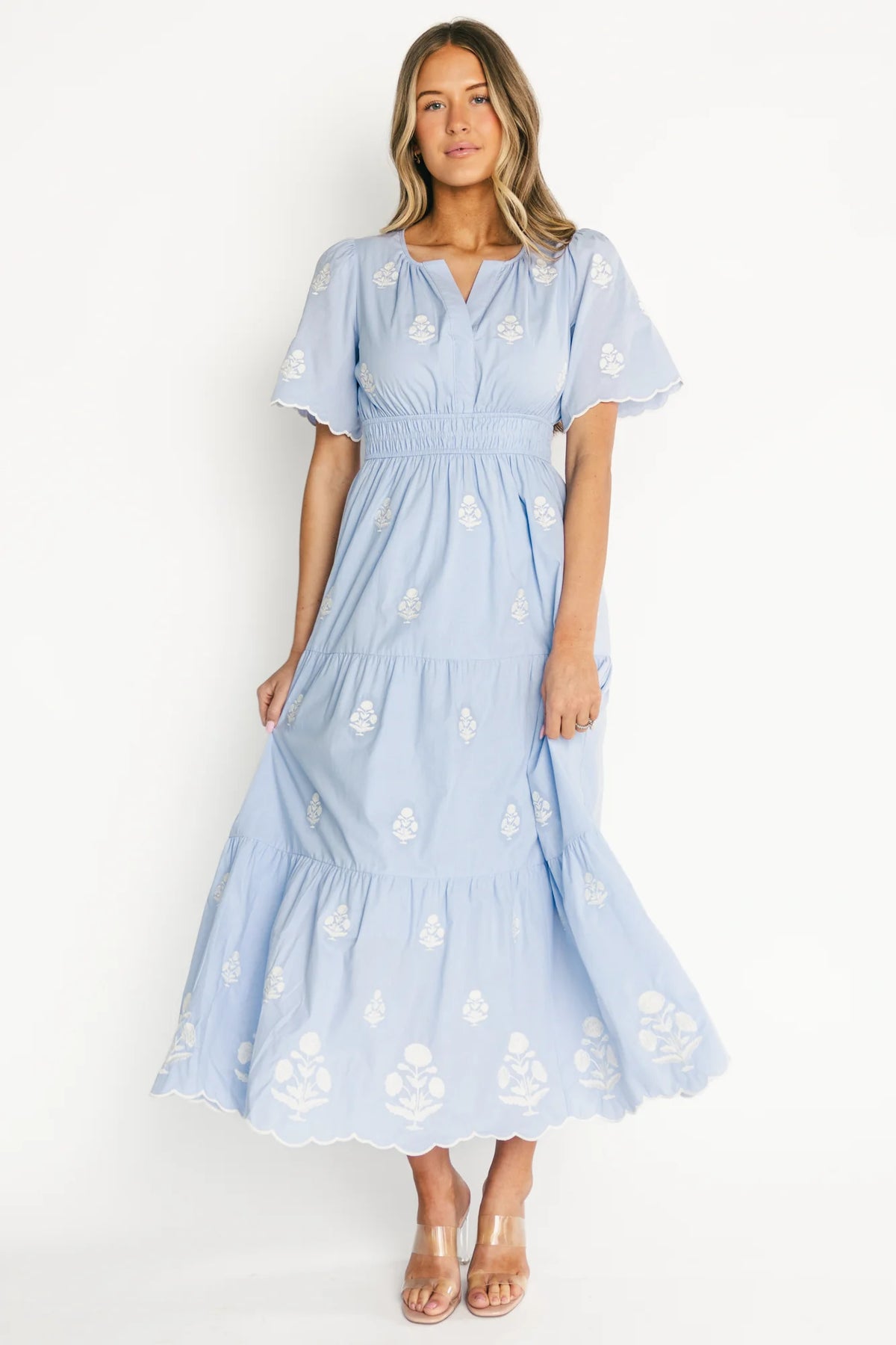 Delilah Embroidered Maxi Dress | Blue