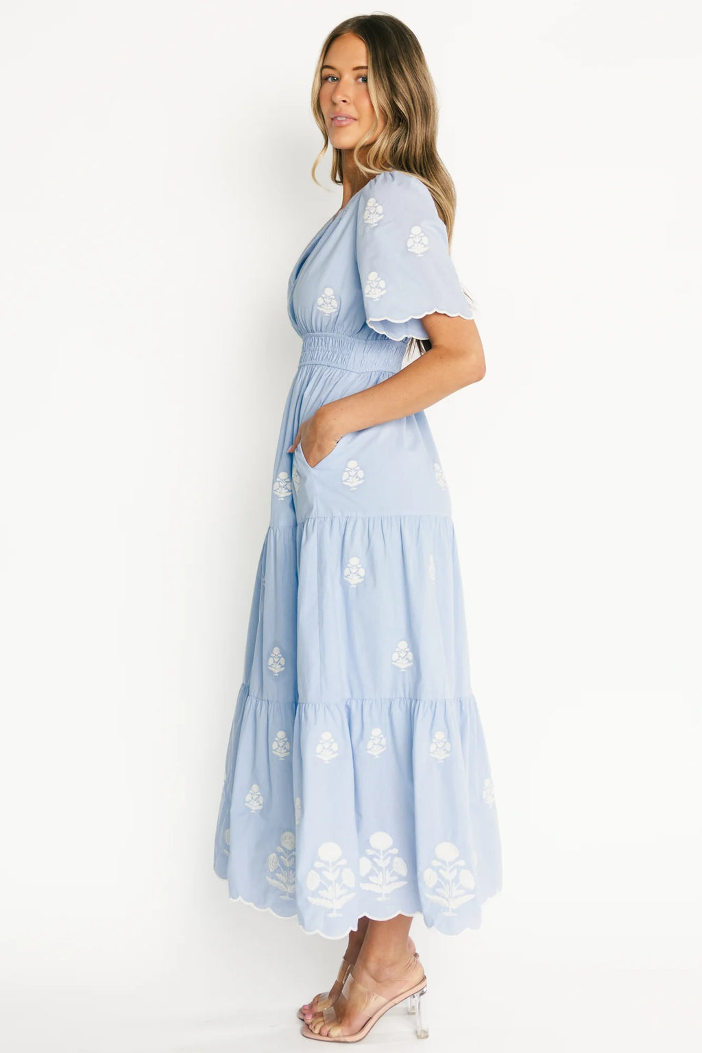 Delilah Embroidered Maxi Dress | Blue