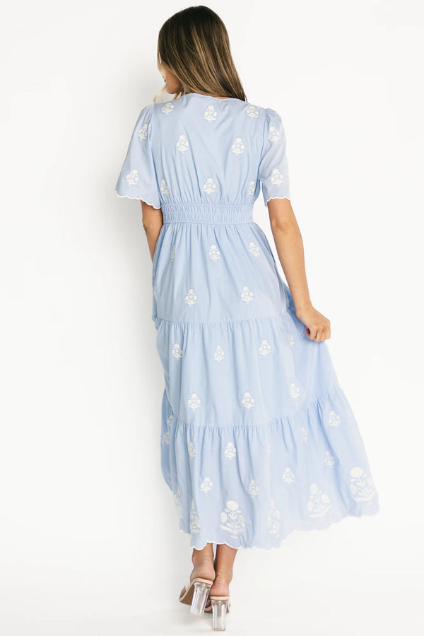 Delilah Embroidered Maxi Dress | Blue