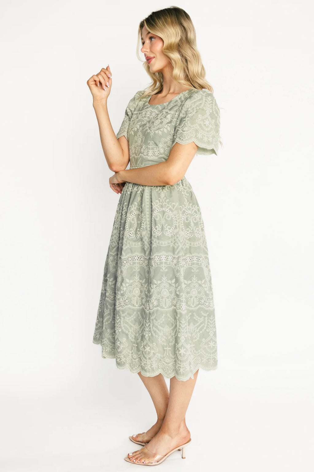 Margot Eyelet Midi Dress | Sage