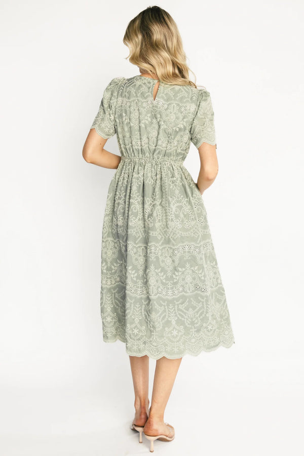 Margot Eyelet Midi Dress | Sage