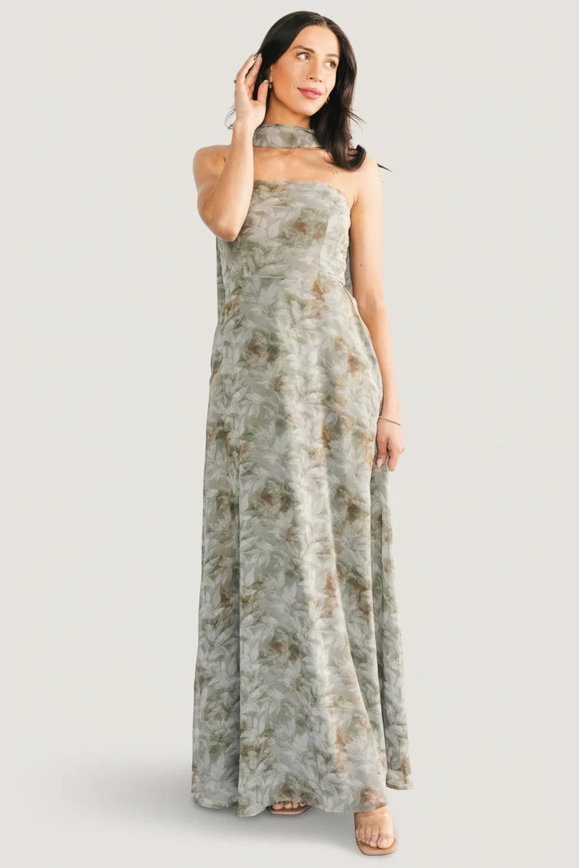 Florian Strapless Maxi Dress | Eucalyptus Floral Main image