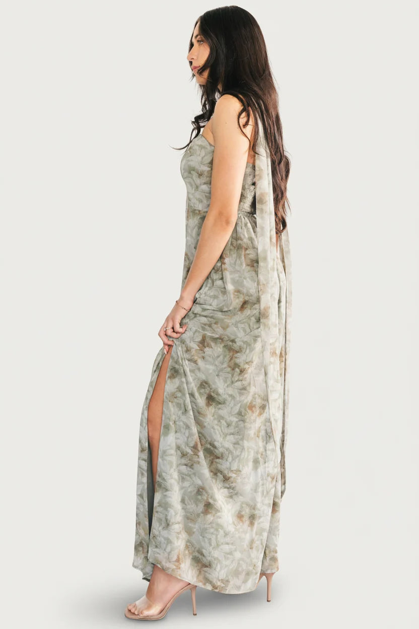Florian Strapless Maxi Dress | Eucalyptus Floral