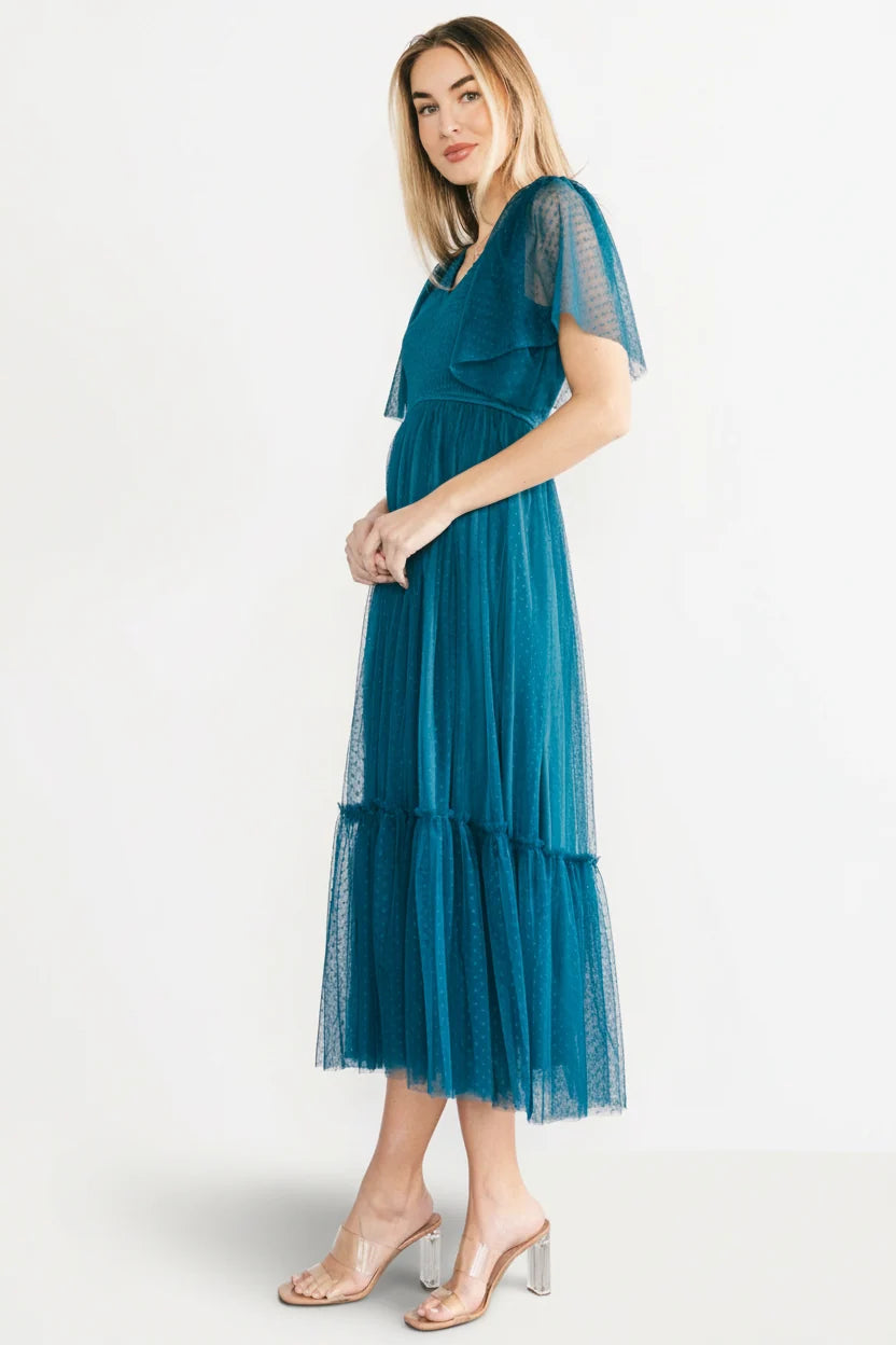 Martha Smocked Tulle Dress | Teal