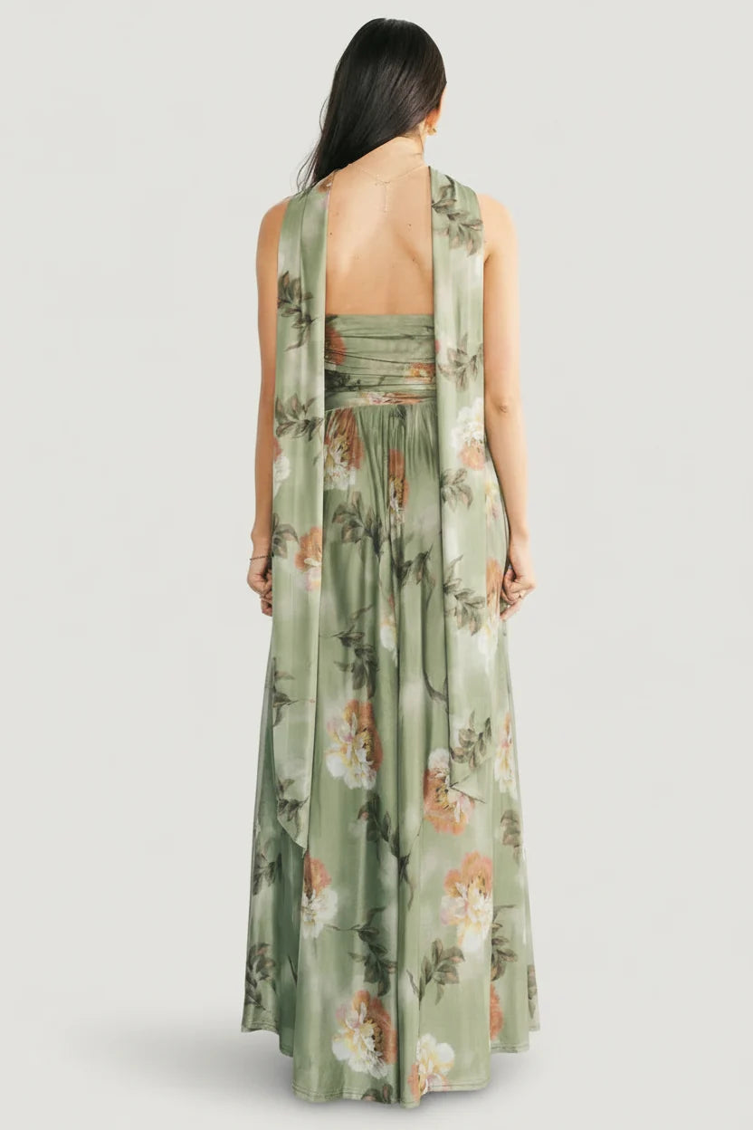 Elias Strapless Maxi Dress | Dark Sage Floral Secondary image