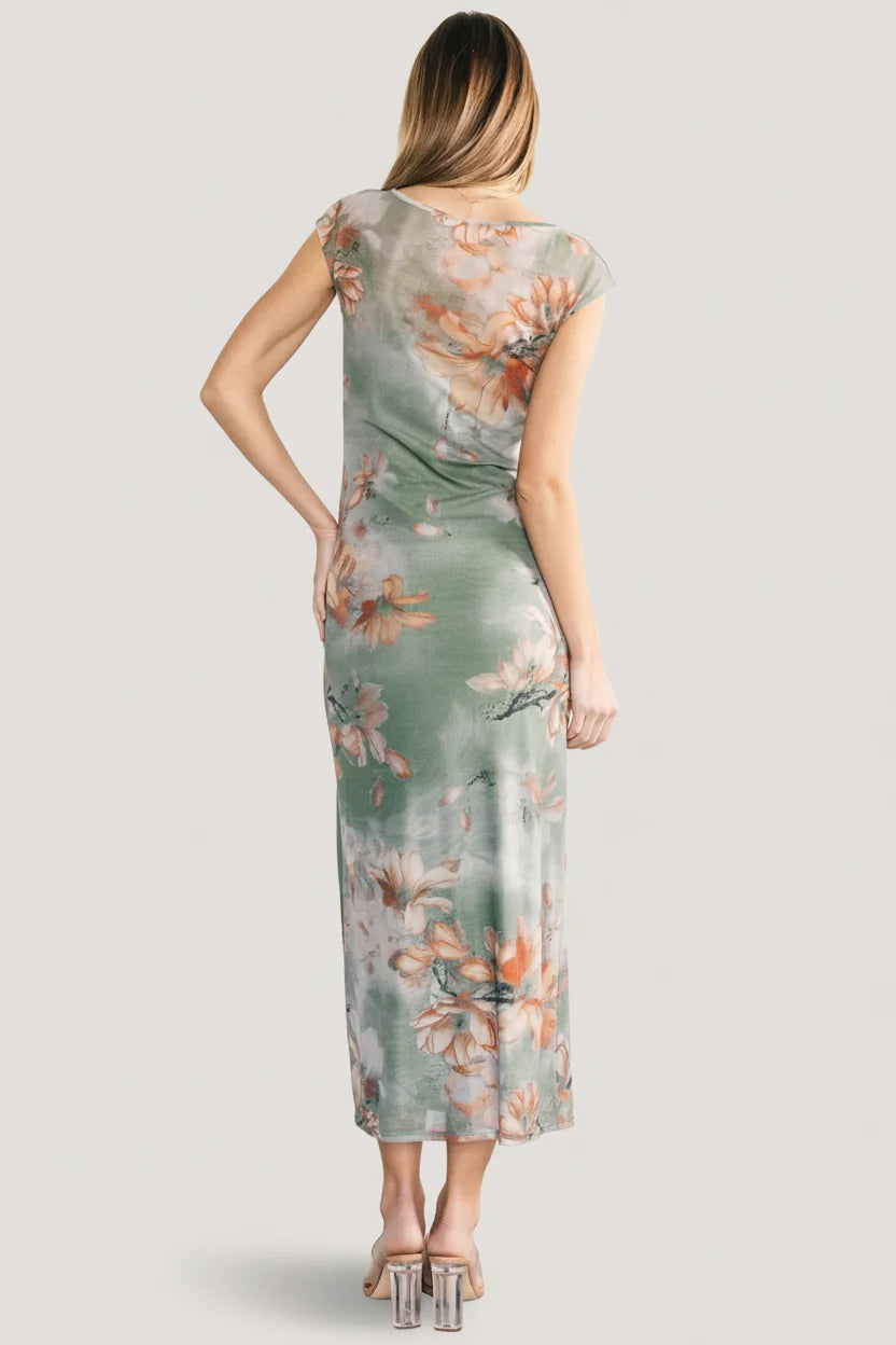 Daniela Mesh Midi Dress | Dusty Sage Floral