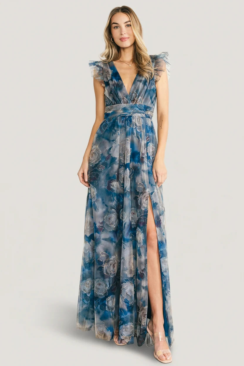 Adelyn Maxi Dress | Blue Floral Main image