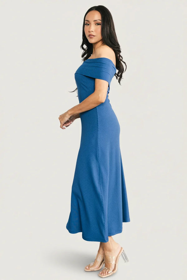 Kay Off Shoulder Midi Dress | Navy