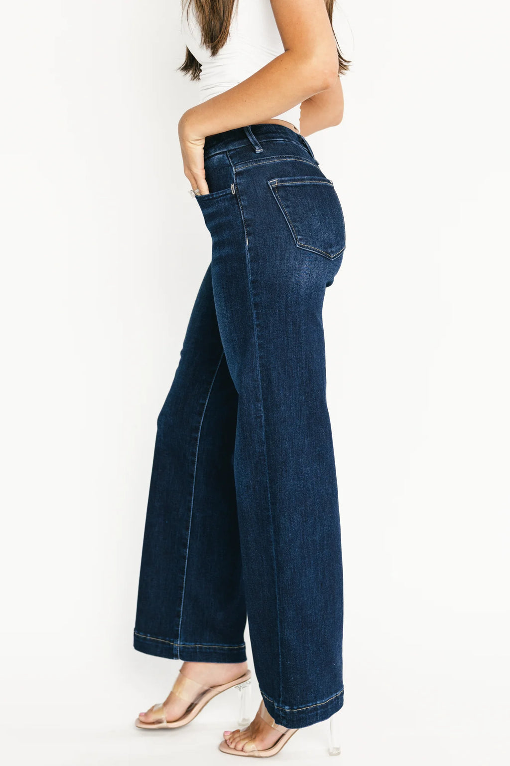 Charme Mid Rise Wide Leg Jeans | Dark Wash