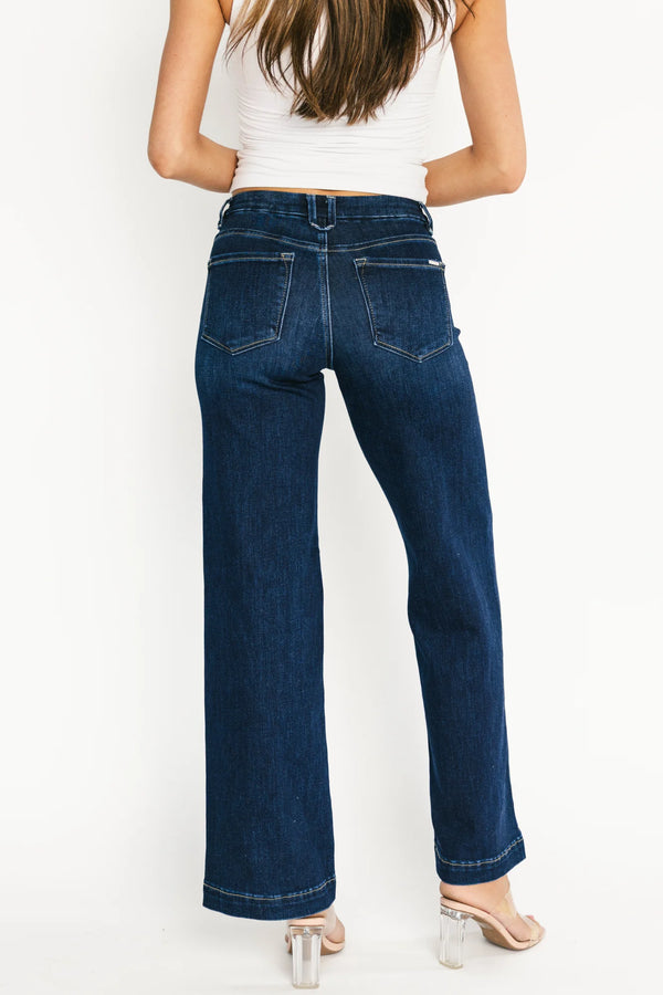 Charme Mid Rise Wide Leg Jeans | Dark Wash