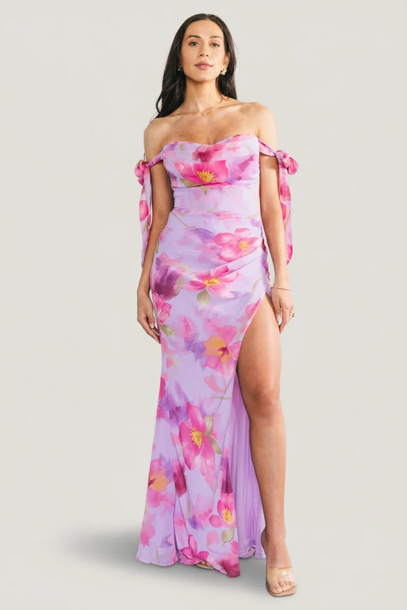 Allegra Off Shoulder Maxi Dress | Lavender Floral Main image