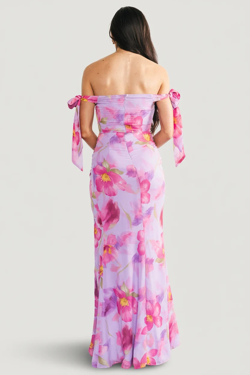 Allegra Off Shoulder Maxi Dress | Lavender Floral
