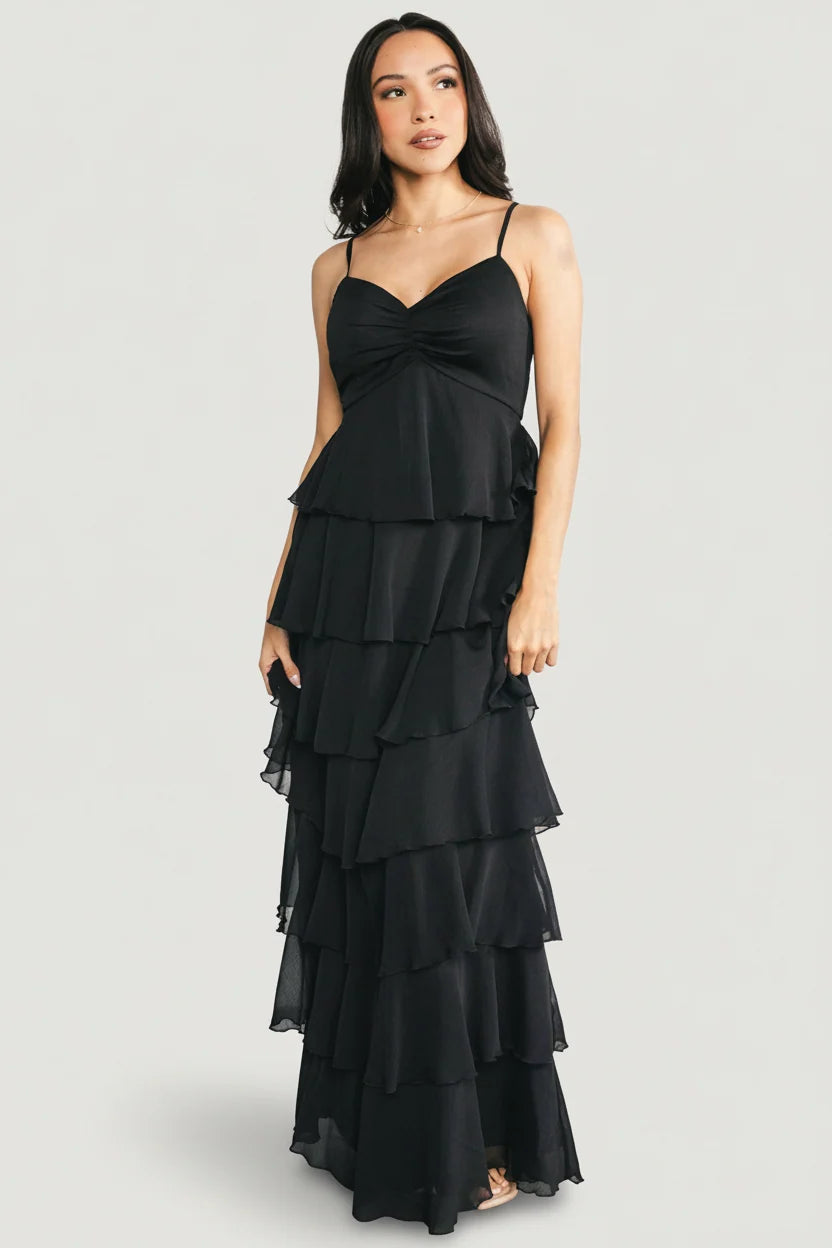 Tiana Tiered Maxi Dress | Black