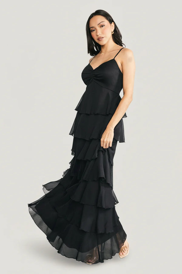 Tiana Tiered Maxi Dress | Black