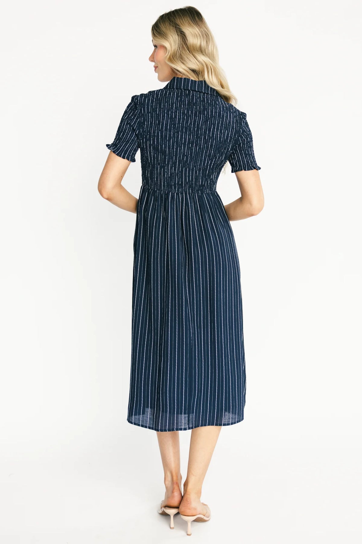 Dottie Striped Midi Dress | Navy