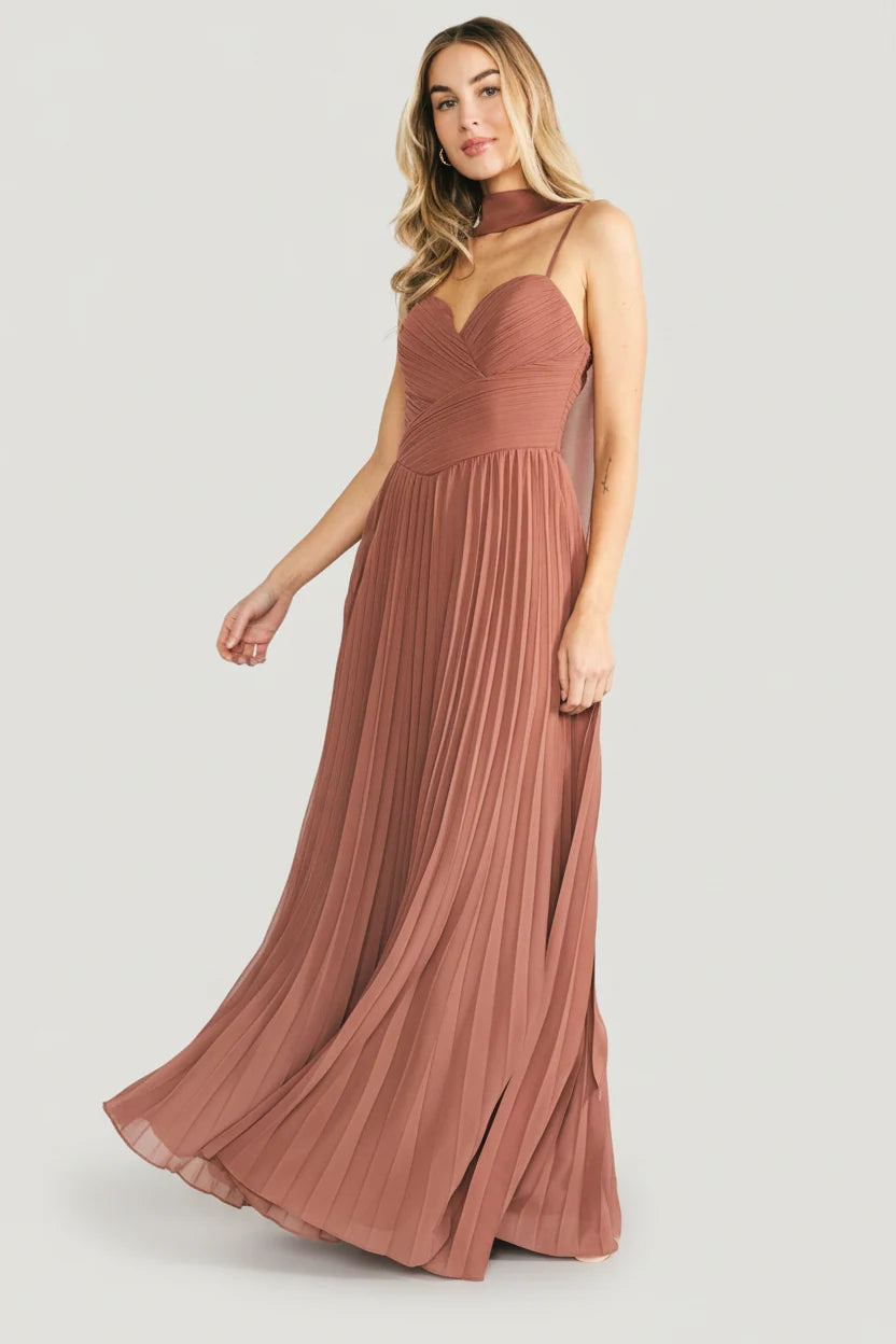 Georgina Pleated Maxi Dress | Rosy Brown Main image