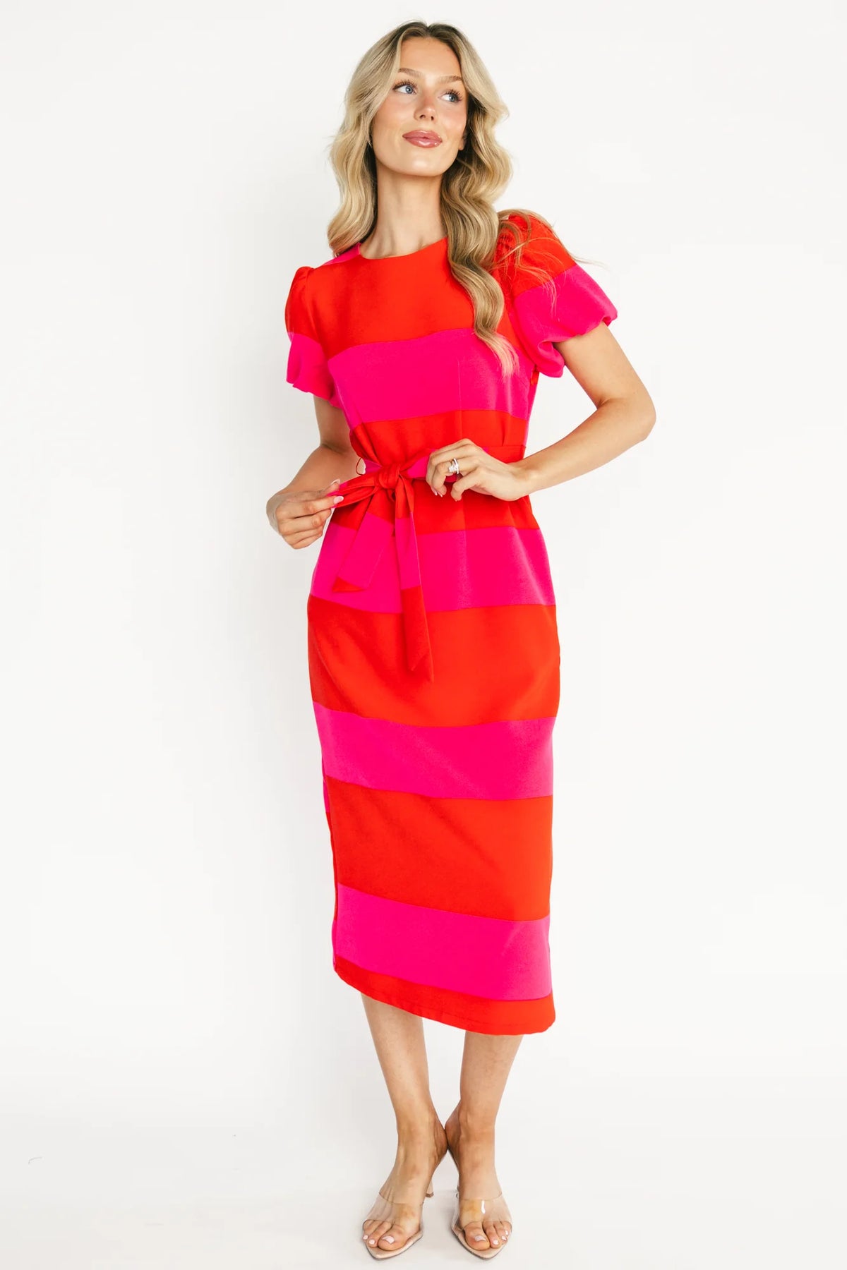 Andi Striped Midi Dress | Red + Pink Main image