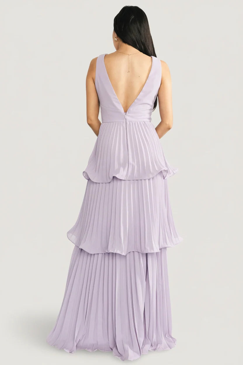 Saphira Tiered Pleated Maxi Dress | Lavender
