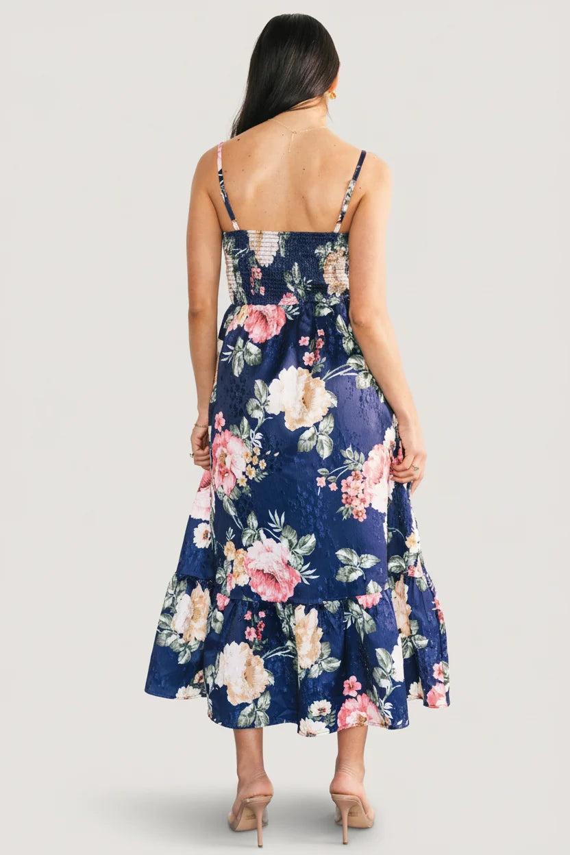 Cherie Jacquard Dress | Navy Multi Floral
