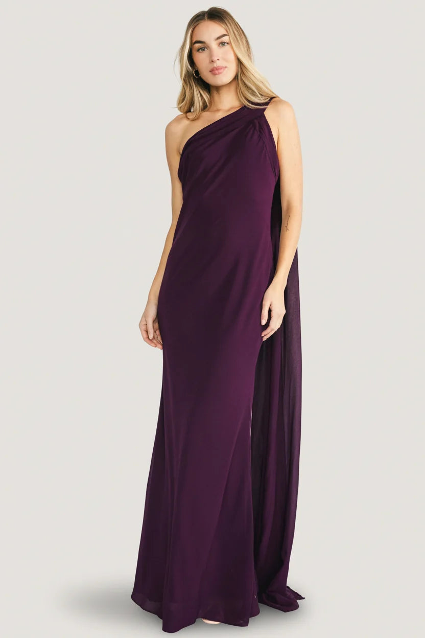 Julianne One Shoulder Maxi Dress | Dark Plum