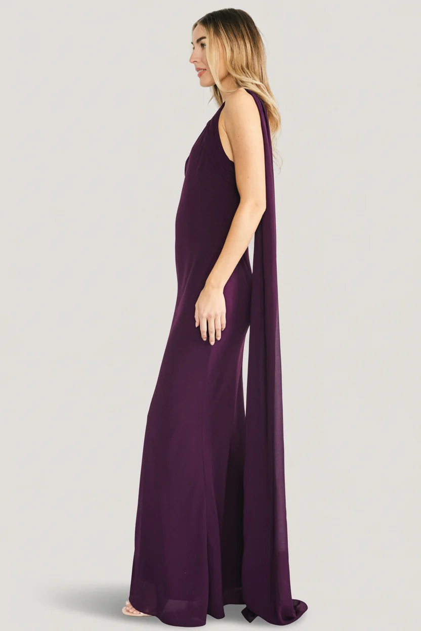Julianne One Shoulder Maxi Dress | Dark Plum