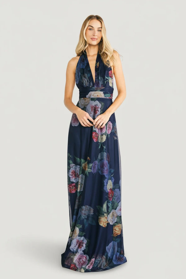 Dresden Halter Maxi Dress | Navy Floral