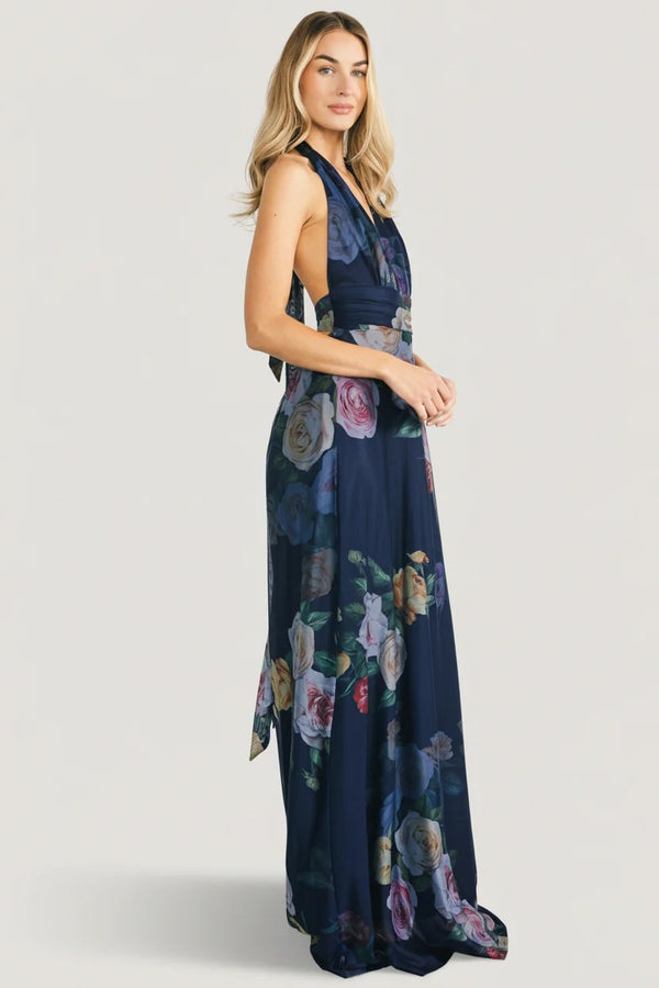 Dresden Halter Maxi Dress | Navy Floral