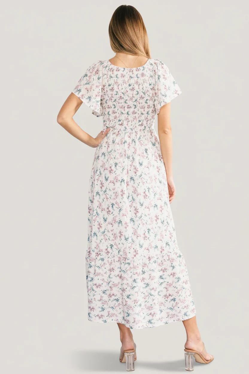 Joanie Smocked Dress | Cream Multi Floral