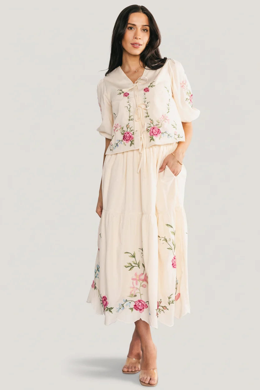 Josephine Top + Skirt Set | Cream Floral