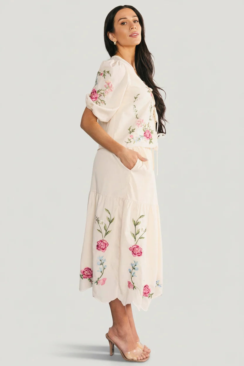 Josephine Top + Skirt Set | Cream Floral
