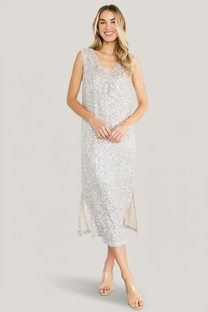 Marissa Sequin Midi Dress | Champagne Main image
