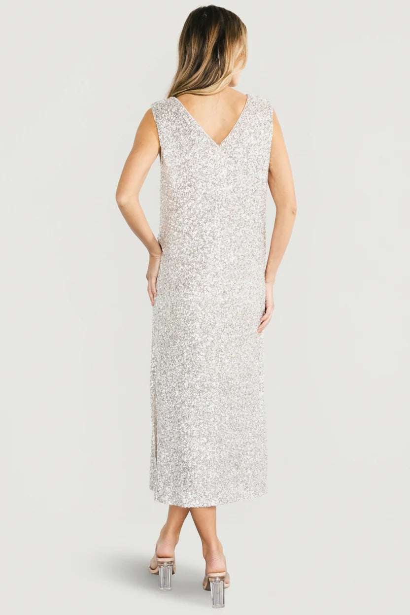 Marissa Sequin Midi Dress | Champagne