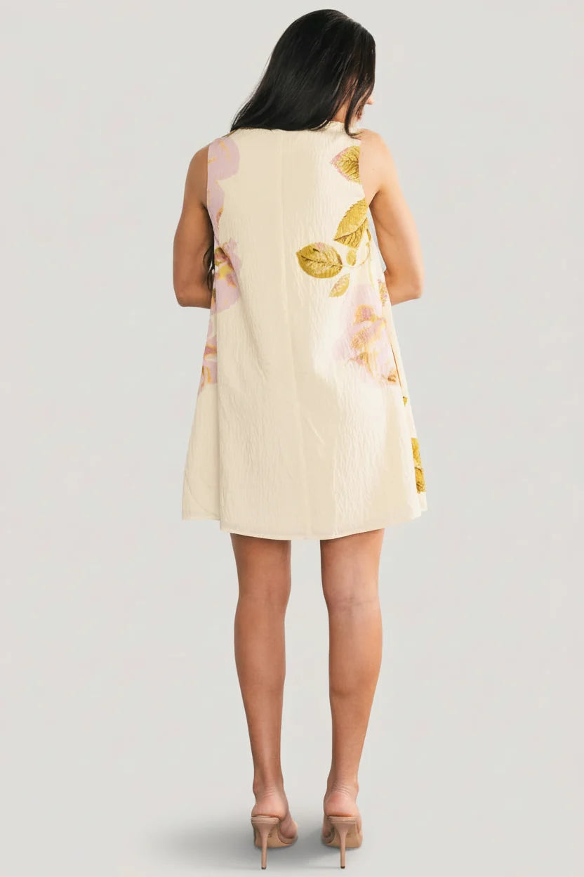 Beatriz Short Dress | Yellow + Pink Floral Secondary image