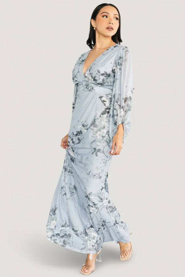 Beckham Maxi Dress | Light Blue Floral