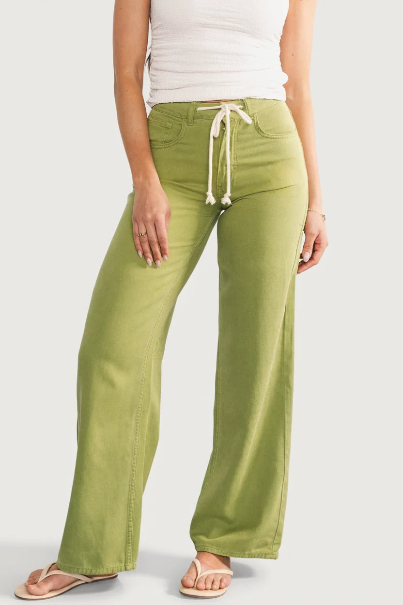 Mabel Mid Rise Soft Denim Pants | Green Main image