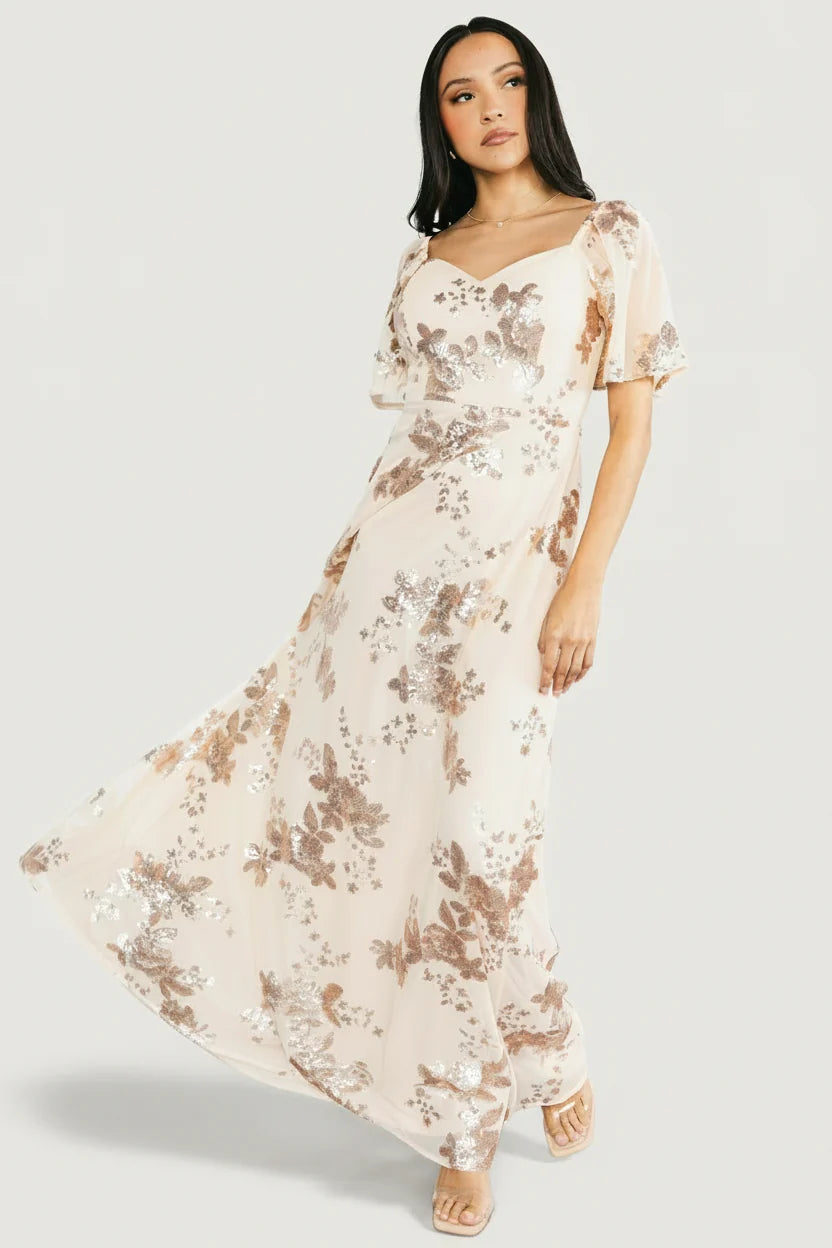 Karina Sequin Maxi Dress | Champagne Main image