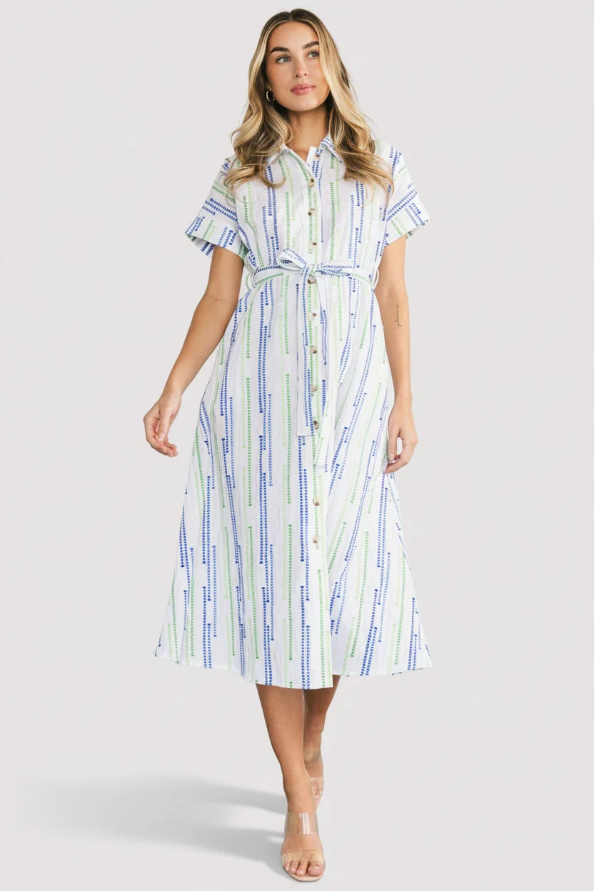 Jimena Midi Dress | Blue + Green Print Main image