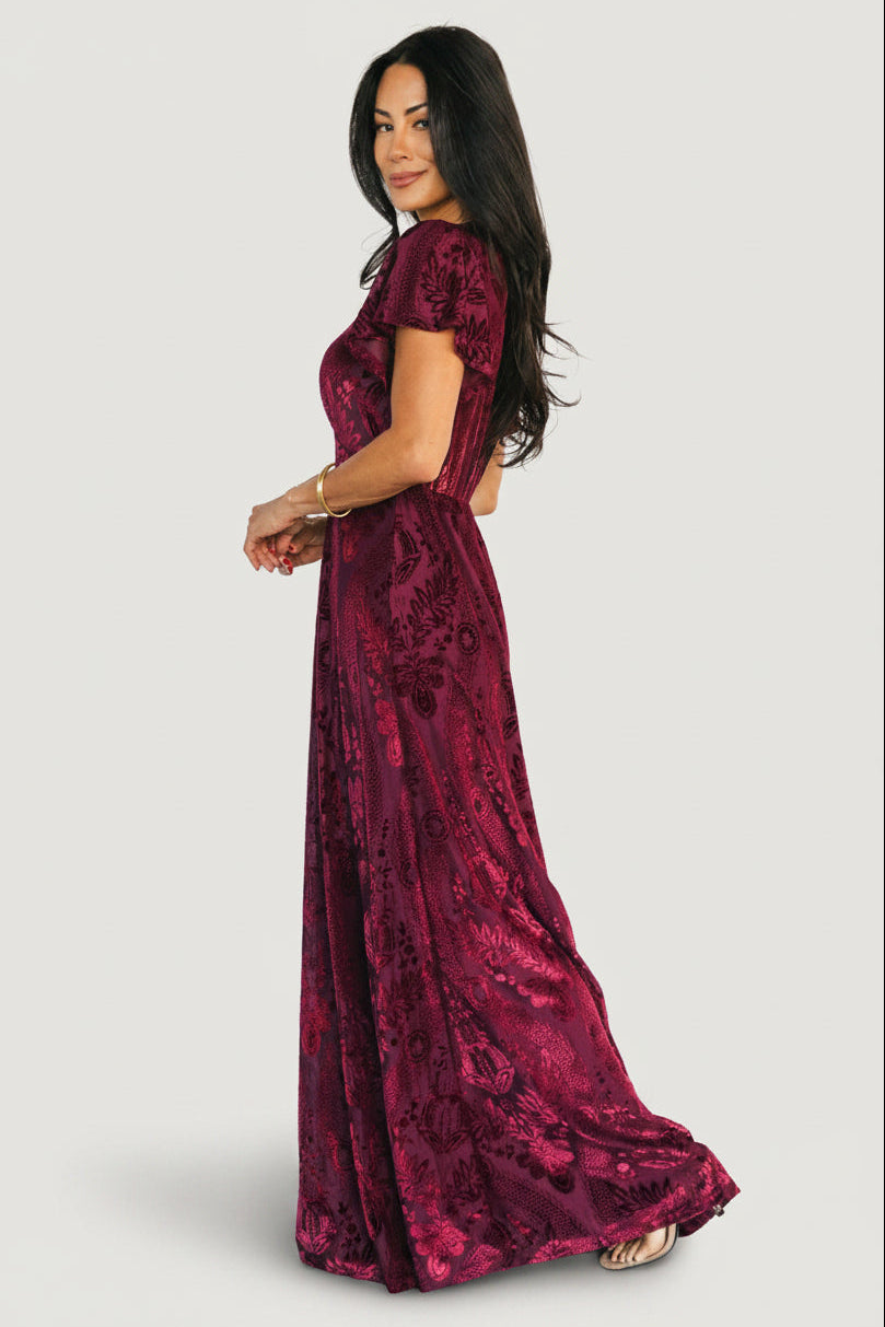 Kimberly Velvet Maxi Dress | Wine