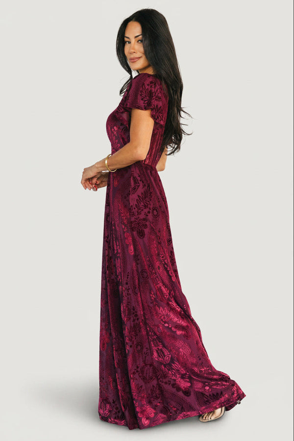 Kimberly Velvet Maxi Dress | Wine