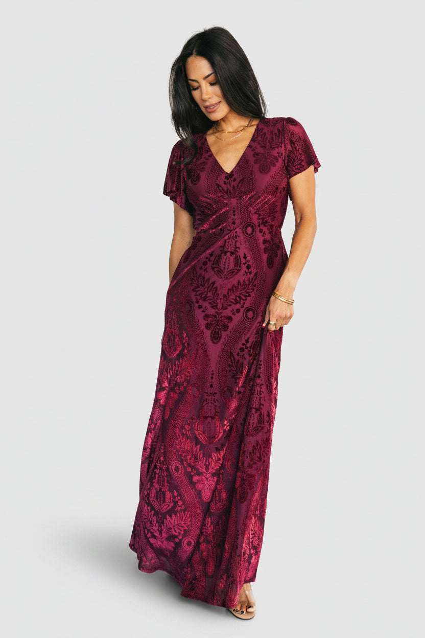 Kimberly Velvet Maxi Dress | Wine