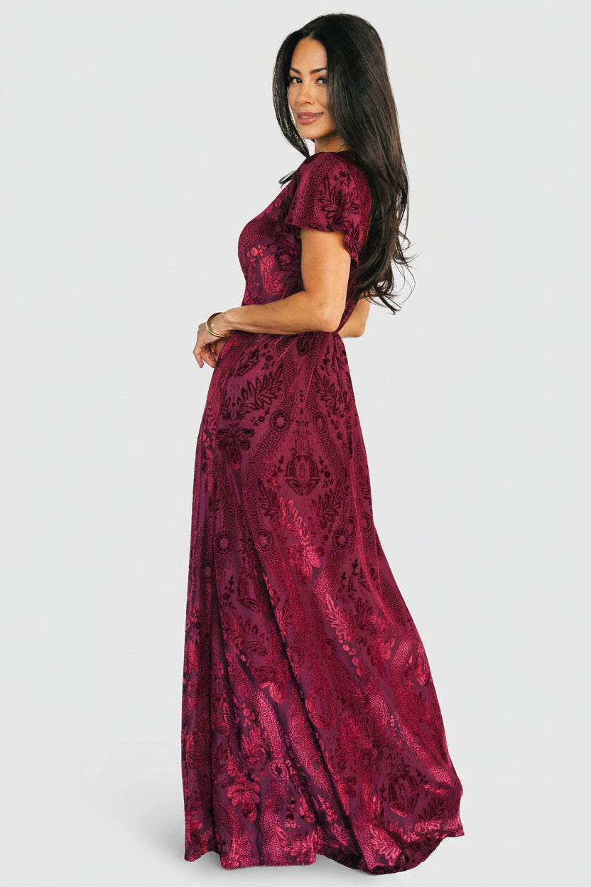 Kimberly Velvet Maxi Dress | Wine