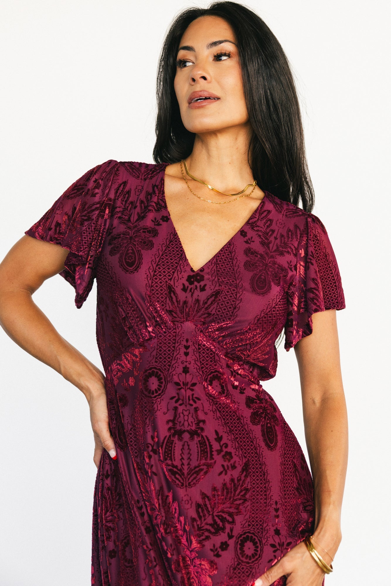 Kimberly Velvet Maxi Dress | Wine Secondary image