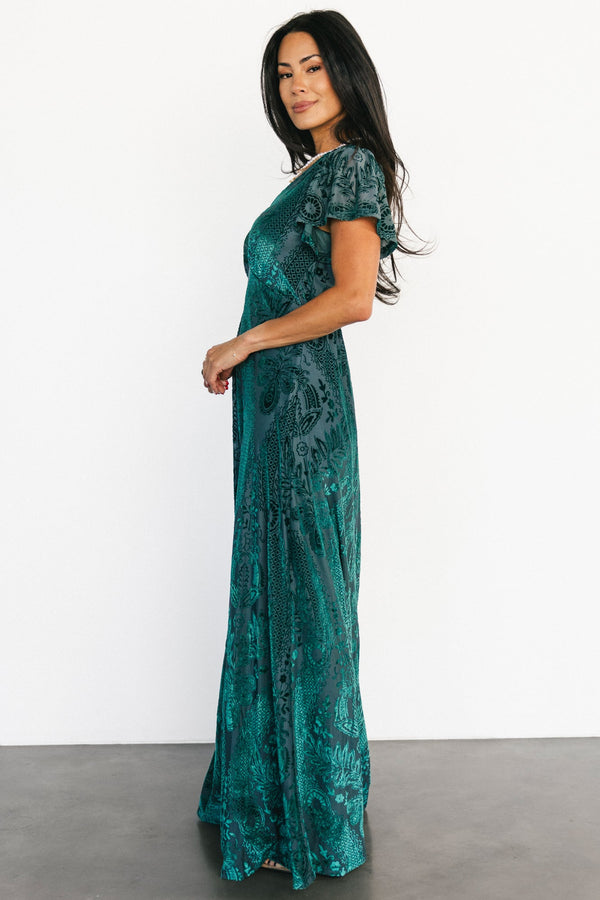 Kimberly Velvet Maxi Dress | Emerald