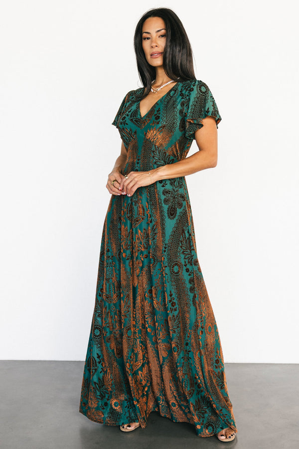 Kimberly Velvet Maxi Dress | Jade + Bronze