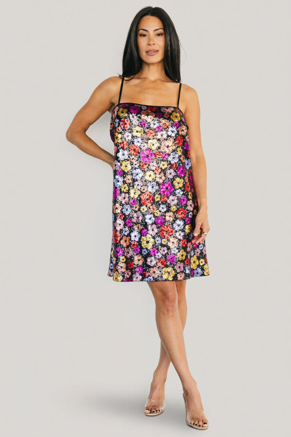Malia Sequin Mini Dress | Black Multi