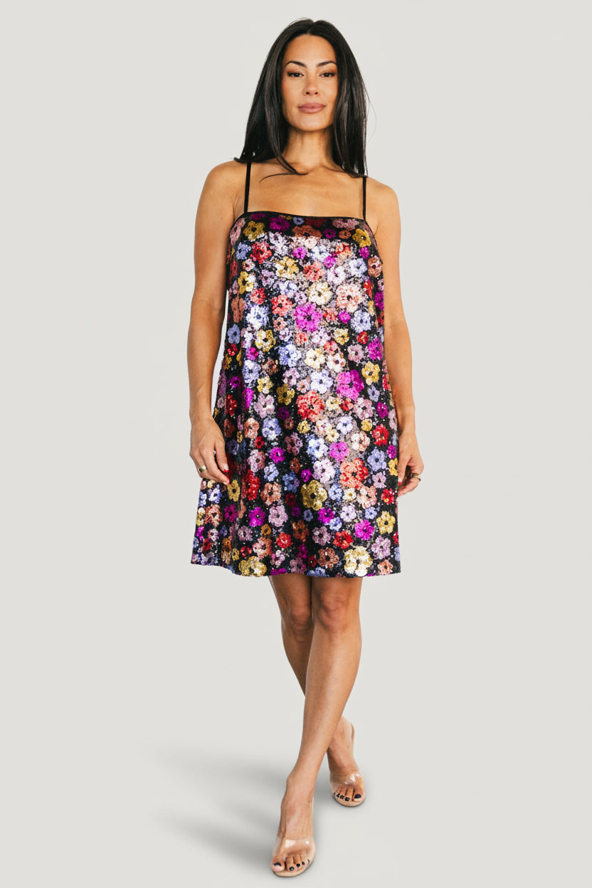 Malia Sequin Mini Dress | Black Multi Main image