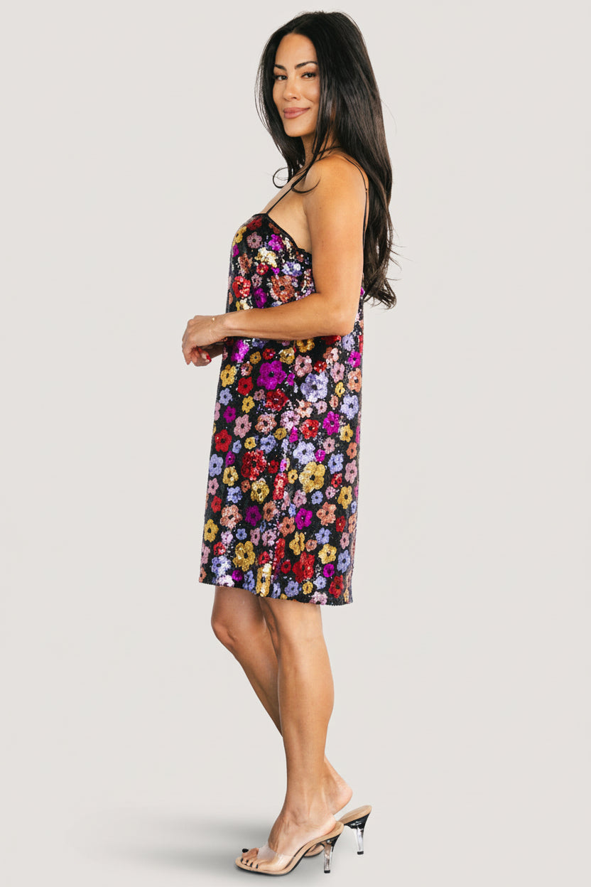 Malia Sequin Mini Dress | Black Multi